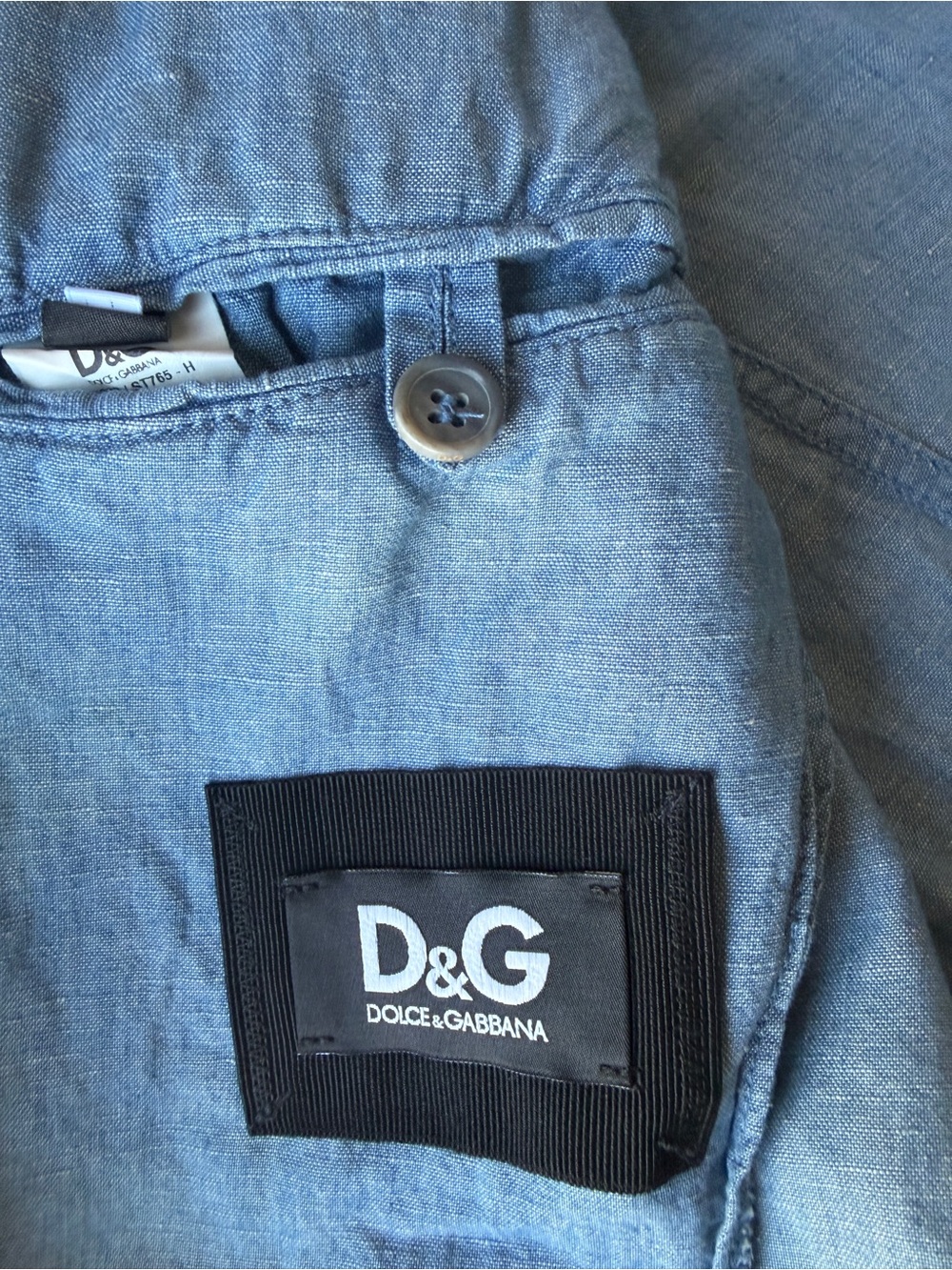 Vintage NWT Dolce & Gabbana Distressed Linen Blend Blazer Original Denim IT 54 L - Picture 5 of 16